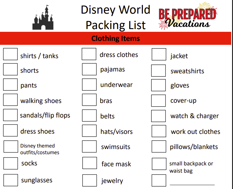 Disney World Packing List (w/ PDF Download)